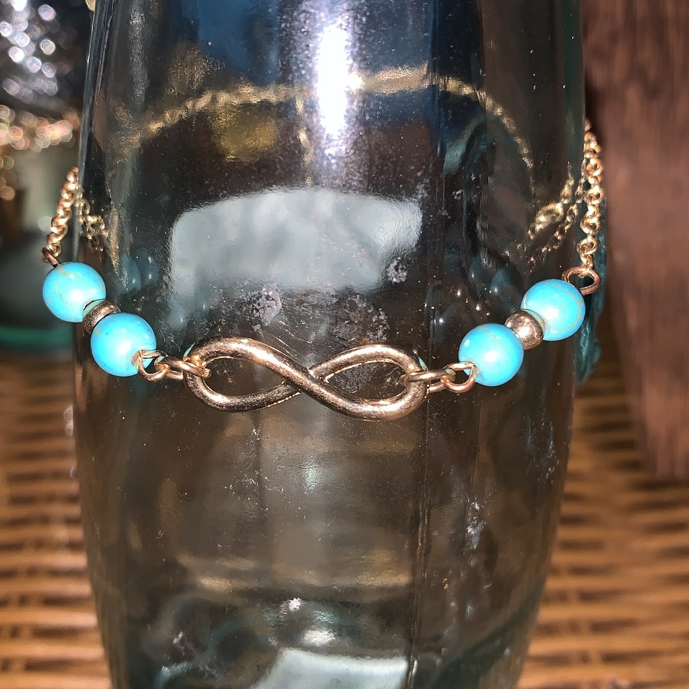 Turquoise adjustable infinity ankle or bracelet